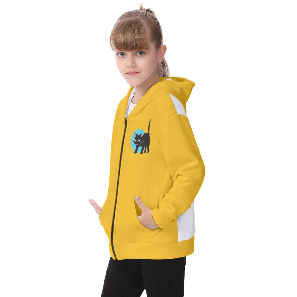 Kid's Silly Cat Fleece Zip-Up Hoodie