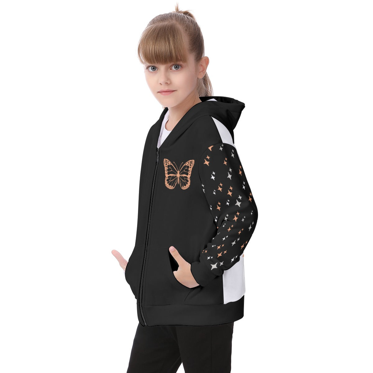 Kid's Butterfly Kitty Fleece Zip-Up Hoodie