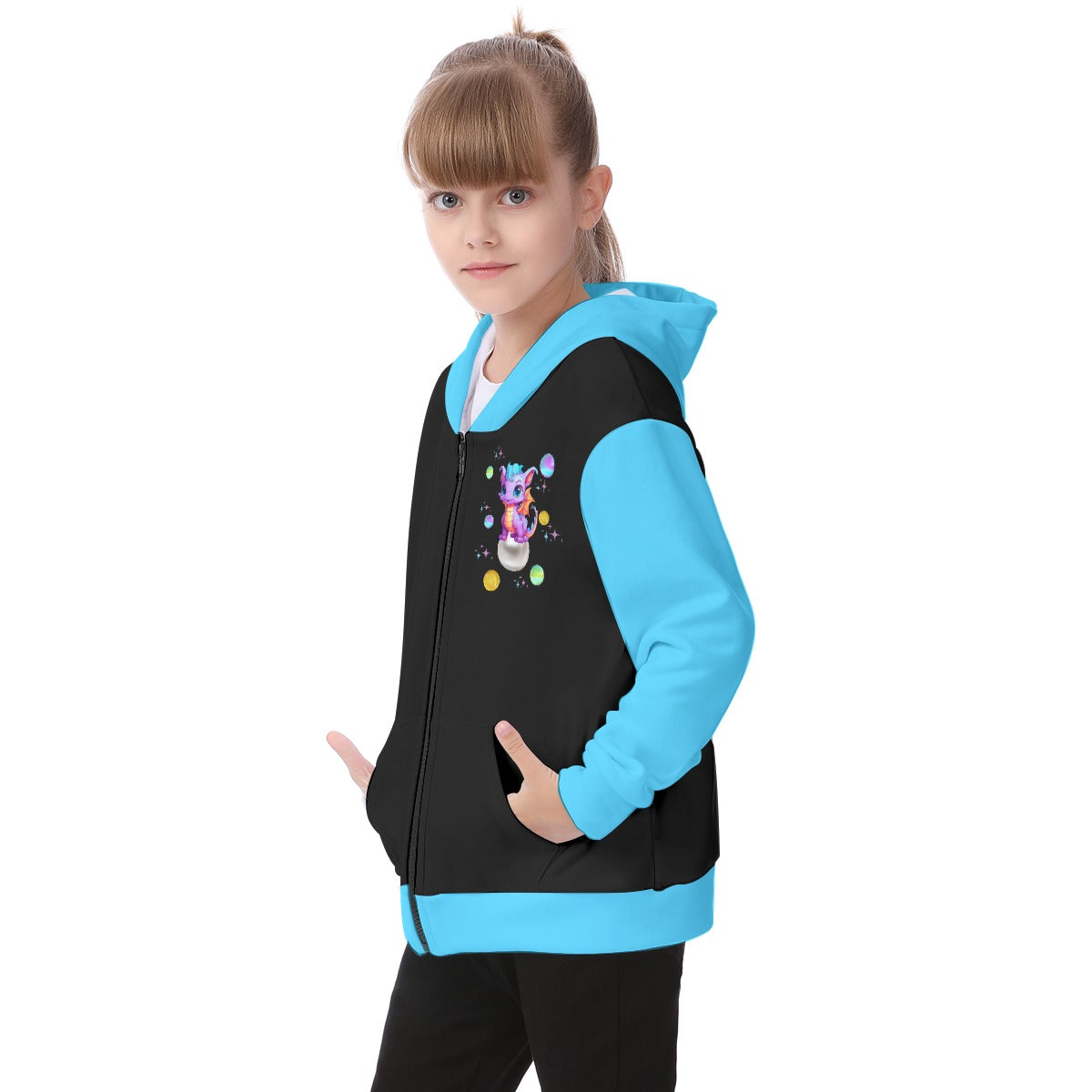 Kid's Space Dragons Fleece Zip-Up Hoodie