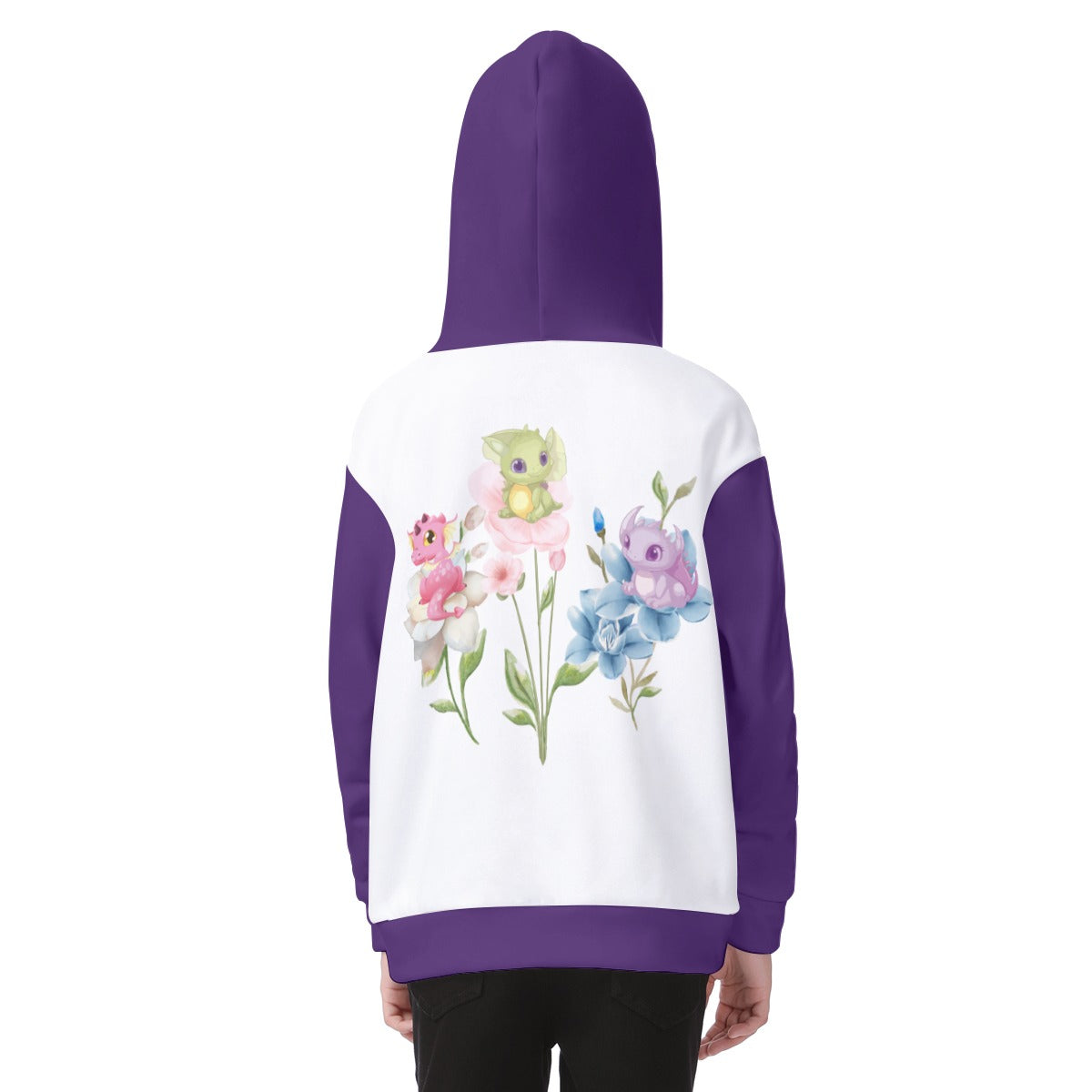 Kid's Flower Dragons Fleece Zip-Up Hoodie
