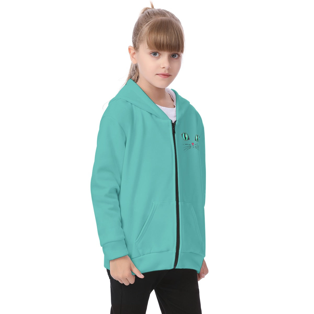 Kid's Love Kitten Fleece Zip-Up Hoodie