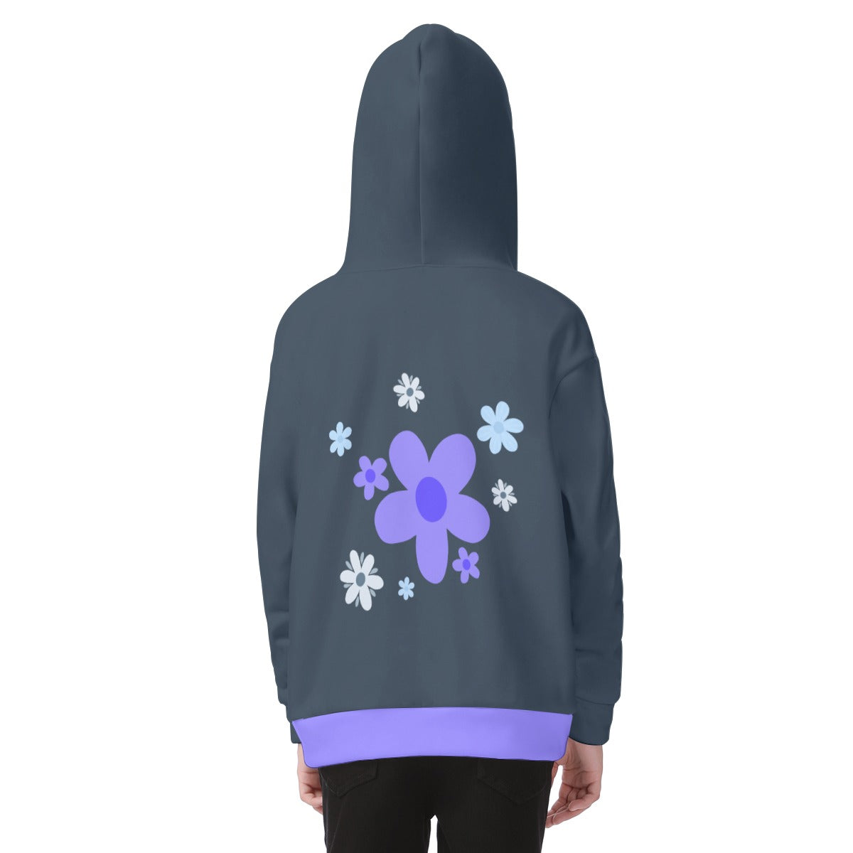 Kid's Blue Flowers Fleece Zip-Up Hoodie
