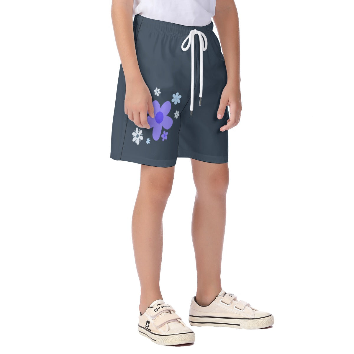 Kid's Blue Flowers Light-Weight Shorts
