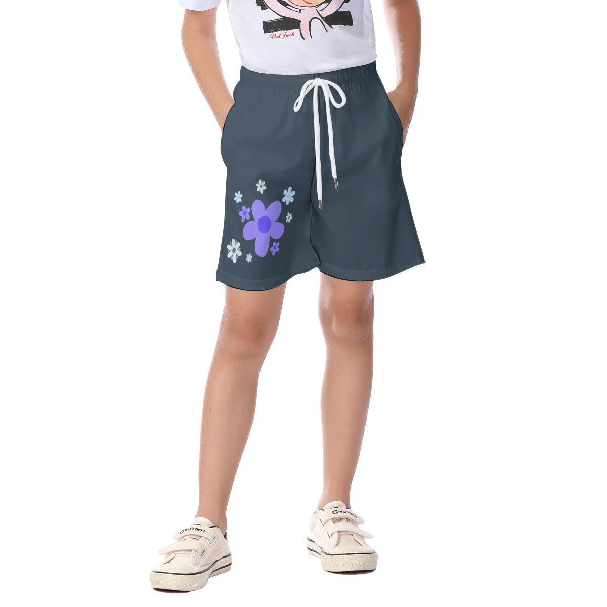 Kid's Blue Flowers Light-Weight Shorts