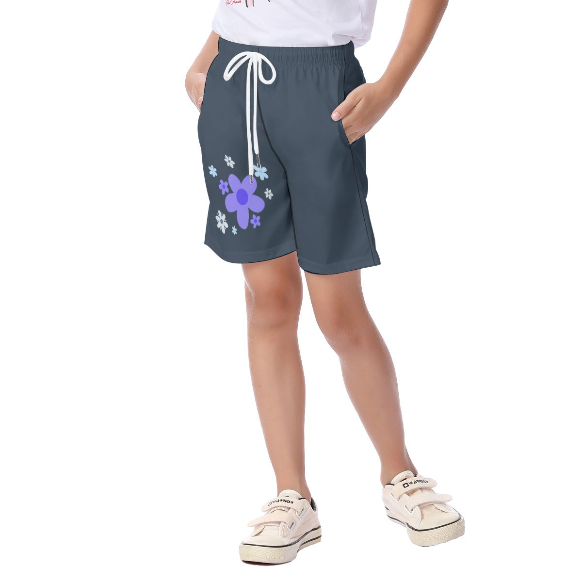 Kid's Blue Flowers Light-Weight Shorts