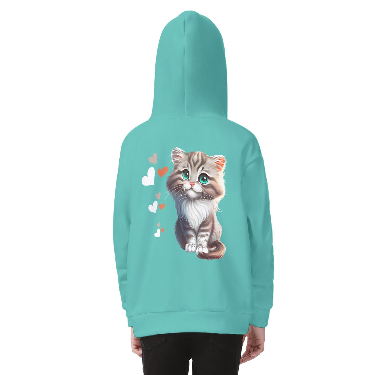 Kid's Love Kitten Fleece Zip-Up Hoodie