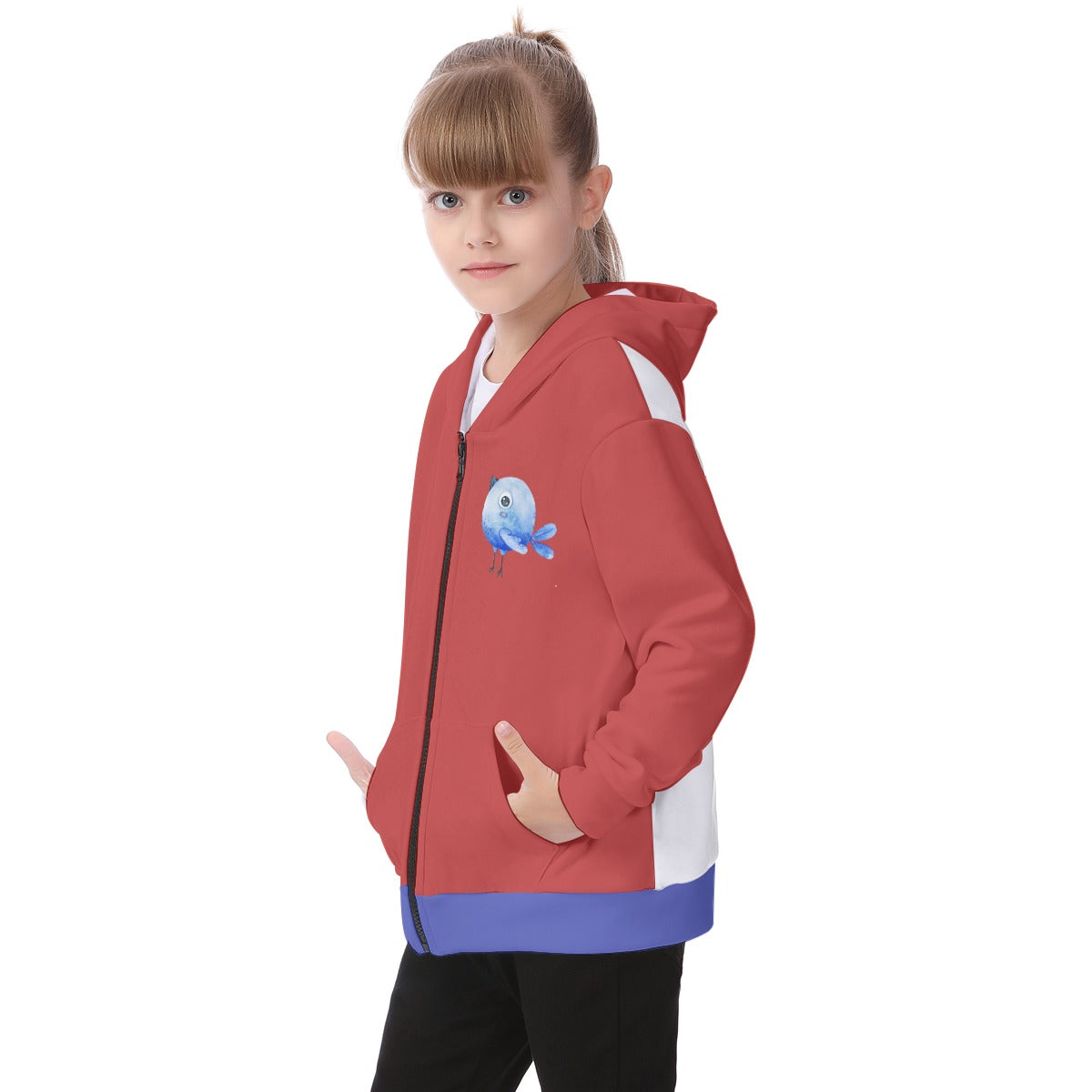 Kid's Wacky Birds Fleece Zip-Up Hoodie