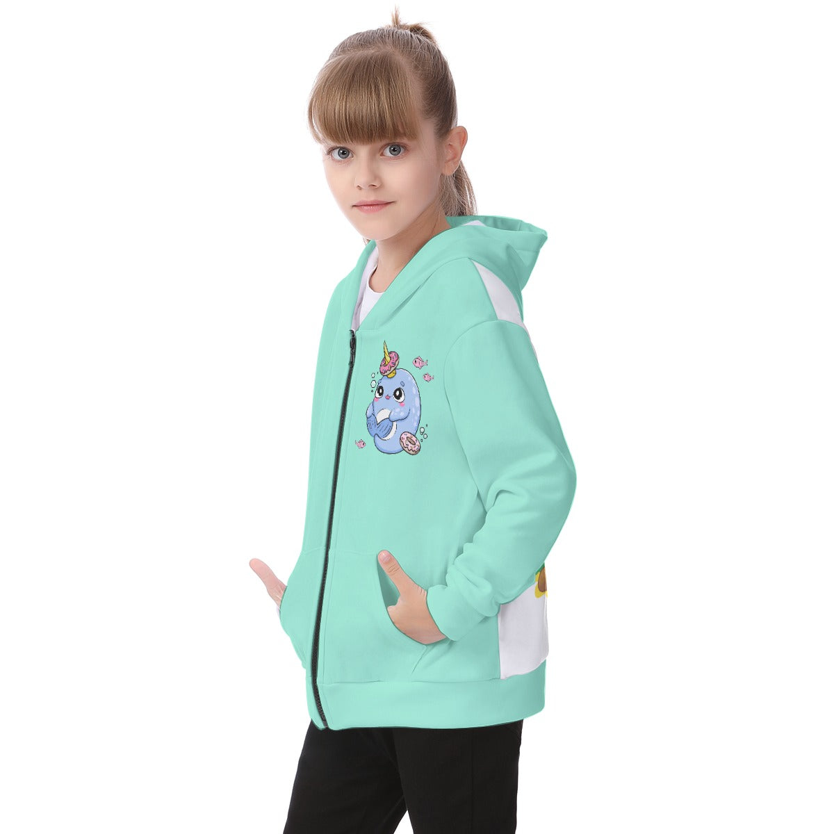 Kid's Nifty Narwhal Fleece Zip-Up Hoodie