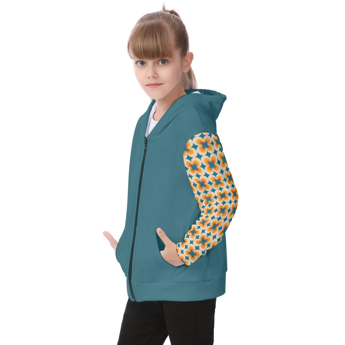 Kid's Orange Blossom Fleece Zip-Up Hoodie