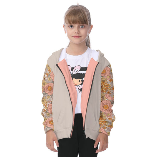 Kid's Sassy Flowers Fleece Zip-Up Hoodie