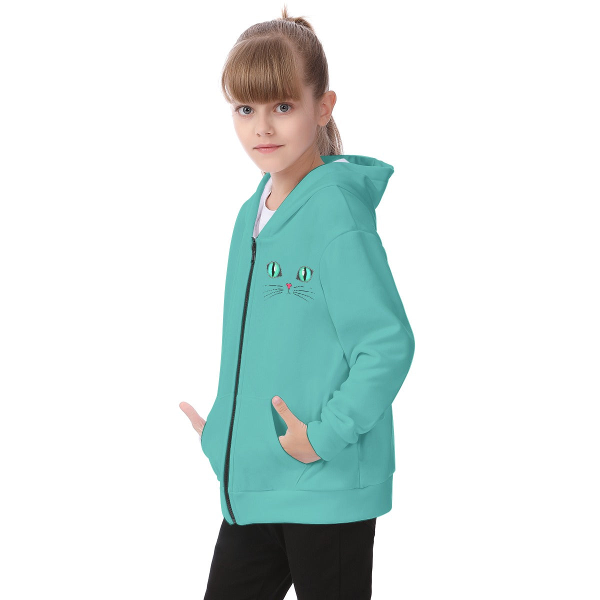 Kid's Love Kitten Fleece Zip-Up Hoodie