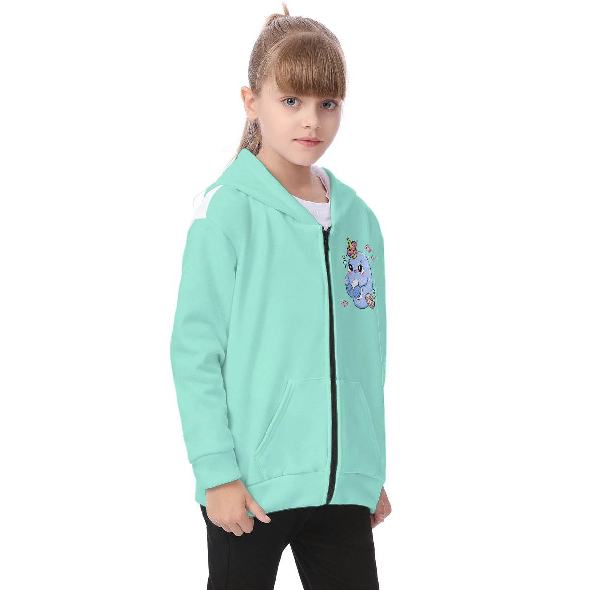 Kid's Nifty Narwhal Fleece Zip-Up Hoodie