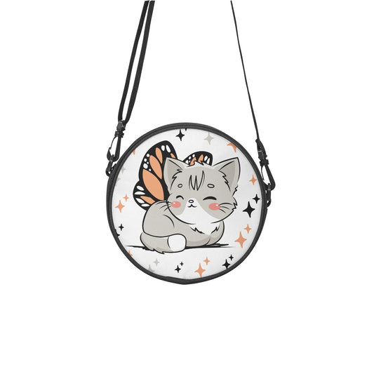 Butterfly Kitty Round Shoulder Bag