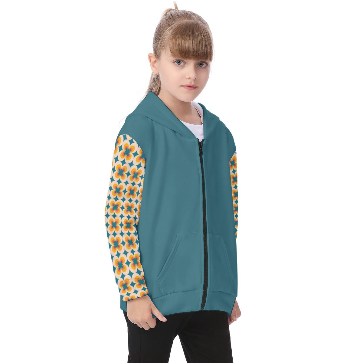 Kid's Orange Blossom Fleece Zip-Up Hoodie